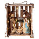 Nativity scene in Deruta terracotta in wood box with moss and lights 20 cm s1