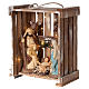 Nativity scene in Deruta terracotta in wood box with moss and lights 20 cm s3
