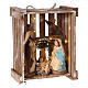 Nativity scene in Deruta terracotta in wood box with moss and lights 20 cm s4