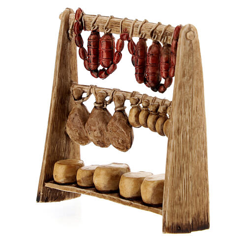 STOCK, Verkaufsstand mit Wurst- und Käsespezialitäten – für 6-cm-Krippe, Moranduzzo, Resin 2