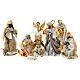 Complete Nativity scene set in painted resin, 10 characters, golden details 26 cm s1