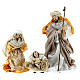 Complete Nativity scene set in painted resin, 10 characters, golden details 26 cm s2