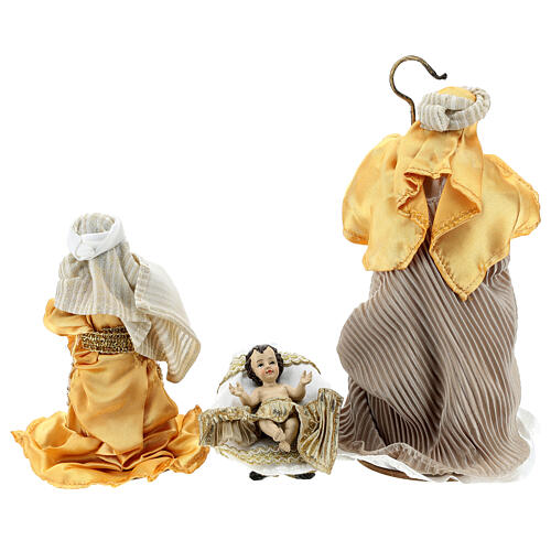 Complete Nativity set in painted resin 10 characters golden 26 cm 7
