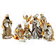 Complete Nativity set in painted resin 10 characters golden 26 cm s1