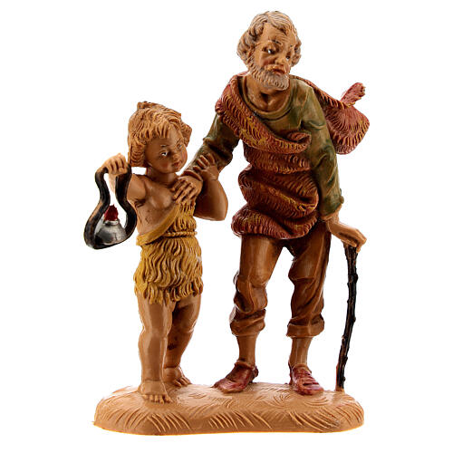 Pastor e criança com lanterna para presépio Fontanini com figuras de altura média 10 cm 1