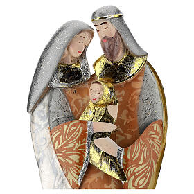 Holy Family embraced metal statue, h 36 cm