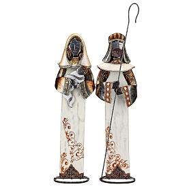 Holy Family stylized set 2 metal statues 63 cm height