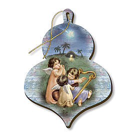 Enfeites para Árvore de Natal em Madeira e PVC: Adorno de Natal madeira moldada Anjos músicos Enfeites para Árvore de Natal em Madeira e PVC: Adorno de Natal madeira moldada Anjos músicos