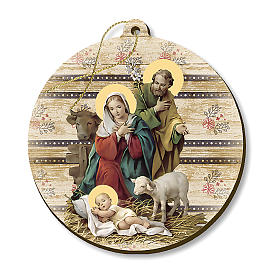 Enfeites para Árvore de Natal em Madeira e PVC: Adorno de Natal madeira moldada com imagem Presépio Enfeites para Árvore de Natal em Madeira e PVC: Adorno de Natal madeira moldada com imagem Presépio