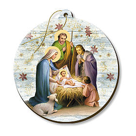 Adorno de Natal madeira moldada com imagem Presépio com pastores