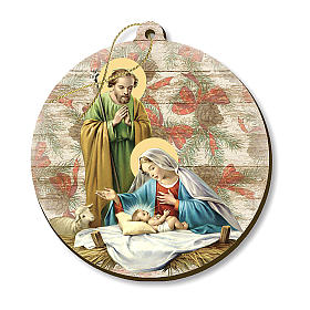 Enfeites para Árvore de Natal em Madeira e PVC: Adorno de Natal madeira moldada com imagem cena Presépio Enfeites para Árvore de Natal em Madeira e PVC: Adorno de Natal madeira moldada com imagem cena Presépio