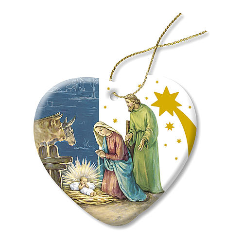 Enfeite de Natal em cerâmica Presépio Sagrada Família 1
