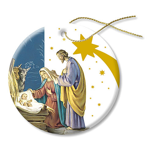 Round ceramic tree ornament, Holy Family 1