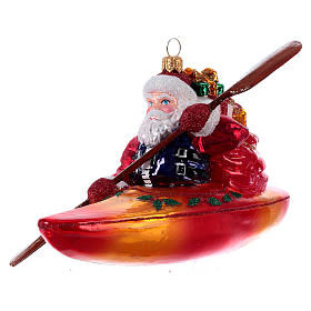 Père Noël sur kayak Sapin Noël verre soufflé