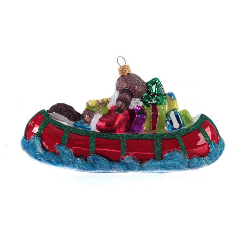 Babbo Natale su Canoa addobbo vetro soffiato Albero Natale 4