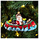 Santa Claus in Canoe Christmas Tree Ornament blown glass s2