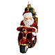 Weihnachtsmann auf Motorroller, Weihnachtsbaumschmuck aus mundgeblasenem Glas s4