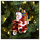 Christmas tree decoration Santa Claus on a motor-scooter in blown glass s2