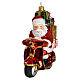Santa Claus Riding a Scooter blown glass Christmas ornament s1