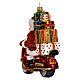 Santa Claus Riding a Scooter blown glass Christmas ornament s5