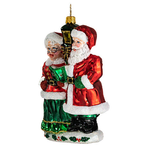 Weihnachtsmann und Weihnachtsfrau, Weihnachtsbaumschmuck aus mundgeblasenem Glas 3
