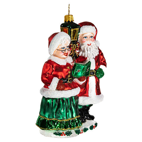 Weihnachtsmann und Weihnachtsfrau, Weihnachtsbaumschmuck aus mundgeblasenem Glas 4