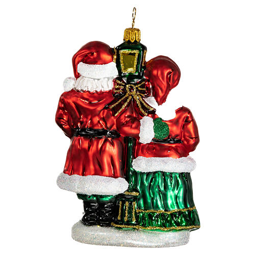 Weihnachtsmann und Weihnachtsfrau, Weihnachtsbaumschmuck aus mundgeblasenem Glas 5
