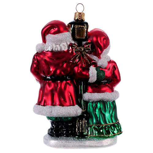 Mr And Mrs Santa Claus Christmas Tree Blown Glass Ornament