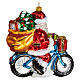 Weihnachtsmann auf Fahrrad, Weihnachtsbaumschmuck aus mundgeblasenem Glas s5