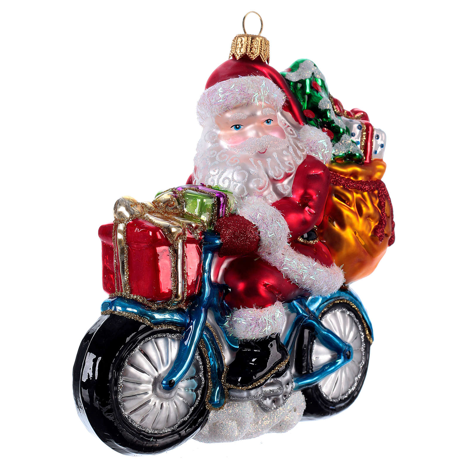 Immagini Babbo Natale In Bicicletta.Babbo Natale In Bicicletta Addobbo Albero Natale Vetro Soffiato Vendita Online Su Holyart