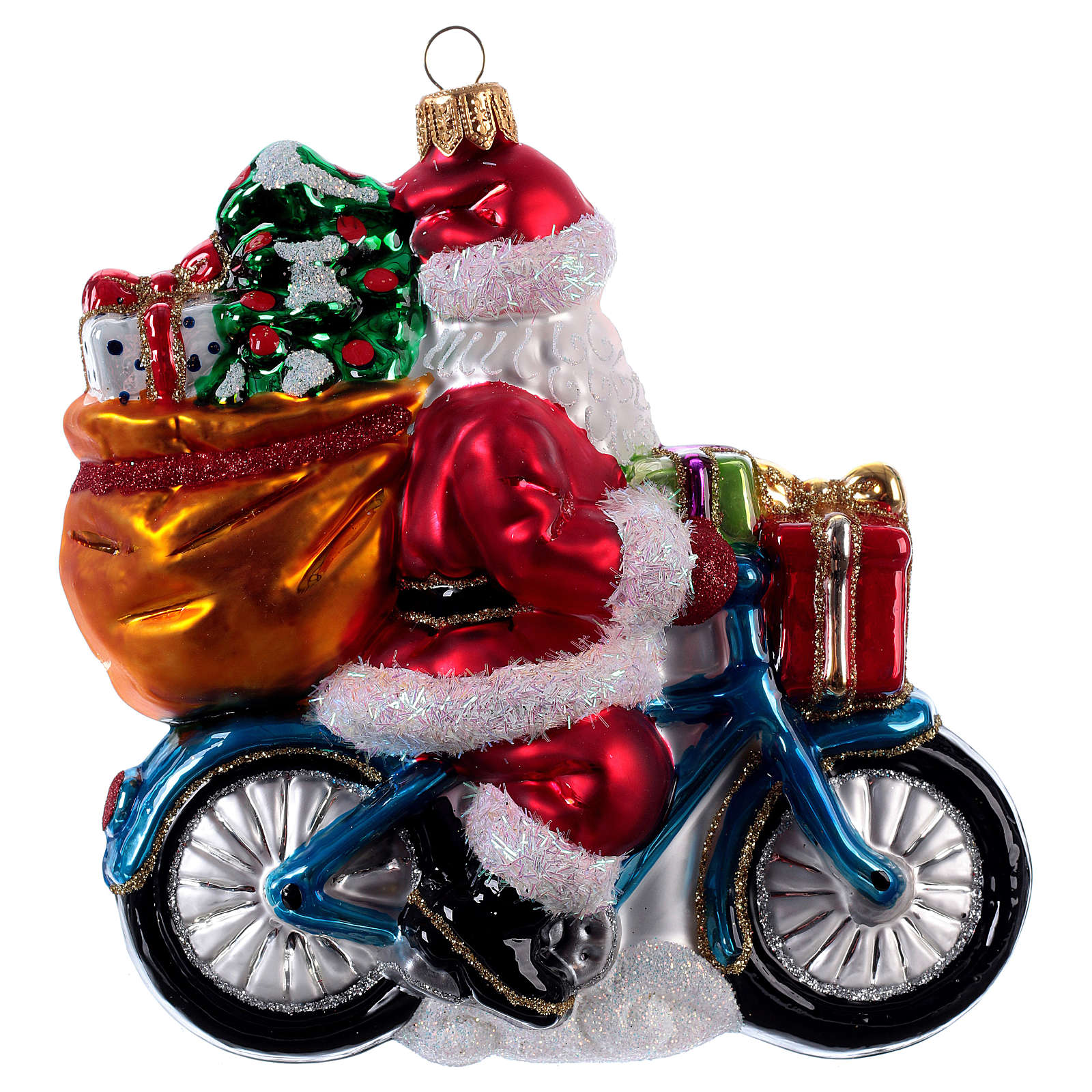 Immagini Babbo Natale In Bicicletta.Babbo Natale In Bicicletta Addobbo Albero Natale Vetro Soffiato Ebay