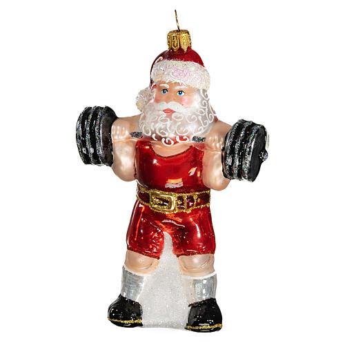 Christmas tree decoration Santa Claus weight training in blown glass 1
