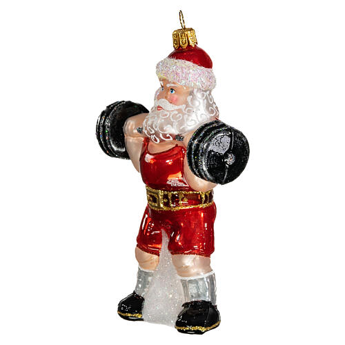 Christmas tree decoration Santa Claus weight training in blown glass 3