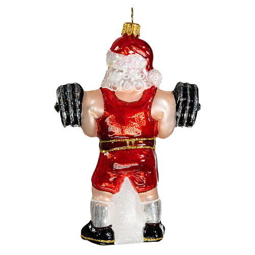 Santa Claus Weightlifting blown glass Christmas tree decoration 5