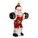 Santa Claus Weightlifting blown glass Christmas tree decoration s4