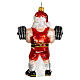 Santa Claus Weightlifting blown glass Christmas tree decoration s5
