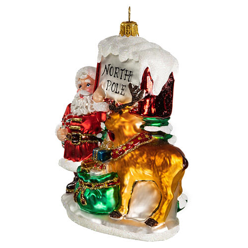 North Pole Santa Claus Christmas tree blown glass ornament 3
