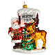 North Pole Santa Claus Christmas tree blown glass ornament s1
