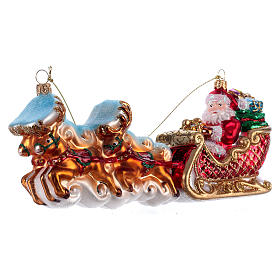 Decorazioni vetro soffiato per albero: Babbo Natale con Renne addobbo vetro soffiato Albero Natale