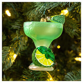 Margarita-Cocktail, Weihnachtsbaumschmuck aus mundgeblasenem Glas