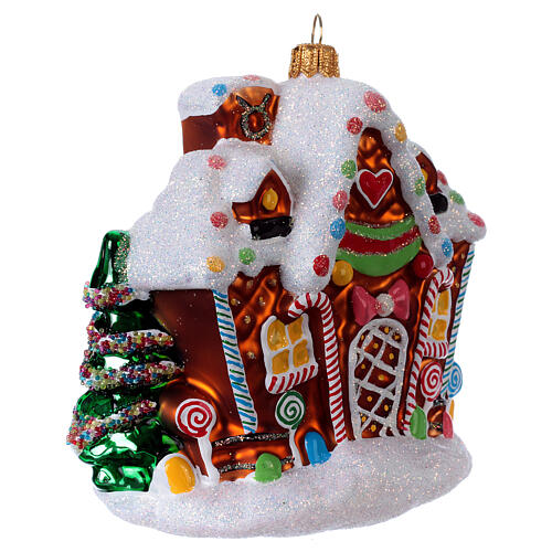Blown glass ornament, Gingerbread house 3