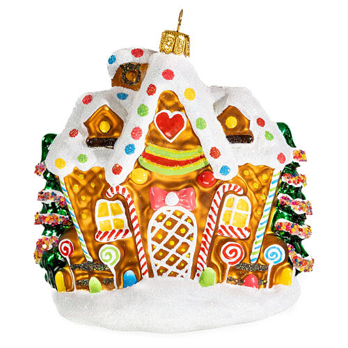 Blown glass ornament, Gingerbread house 1