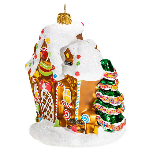 Blown glass ornament, Gingerbread house 3
