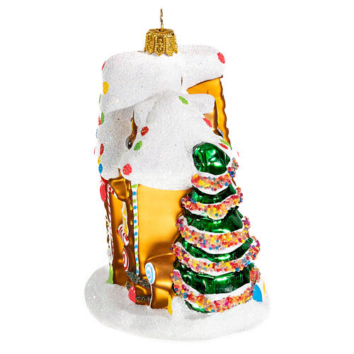 Blown glass ornament, Gingerbread house 5