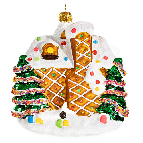 Blown glass ornament, Gingerbread house 6