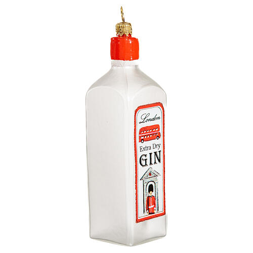 Gin-Flasche, Weihnachtsbaumschmuck aus mundgeblasenem Glas 3