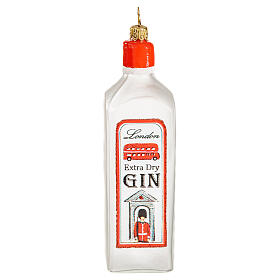 Bottiglia di Gin, addobbo vetro soffiato albero di Natale