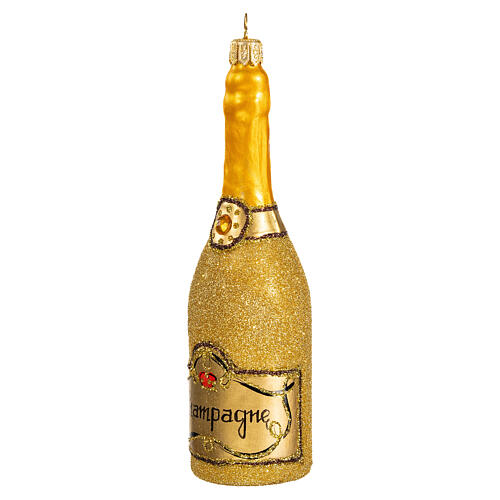 Champagnerflasche, Weihnachtsbaumschmuck aus mundgeblasenem Glas 3