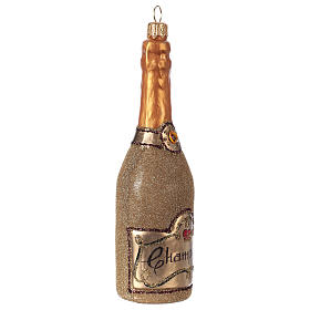 Champagne bottle blown glass Christmas tree decoration