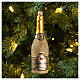 Champagne bottle blown glass Christmas tree decoration s2